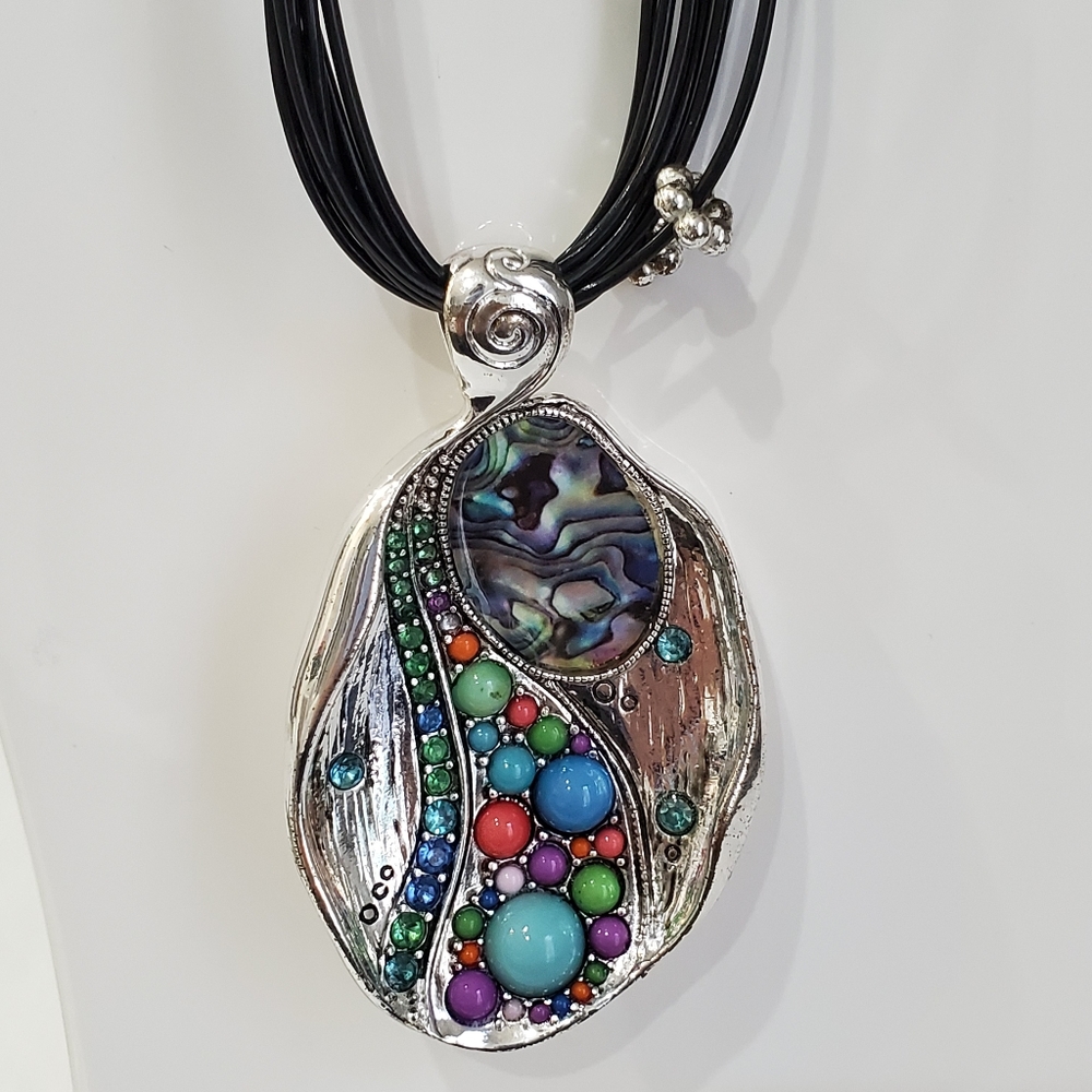 Paua Shell Abalone Statement Pendant Necklace - image 5